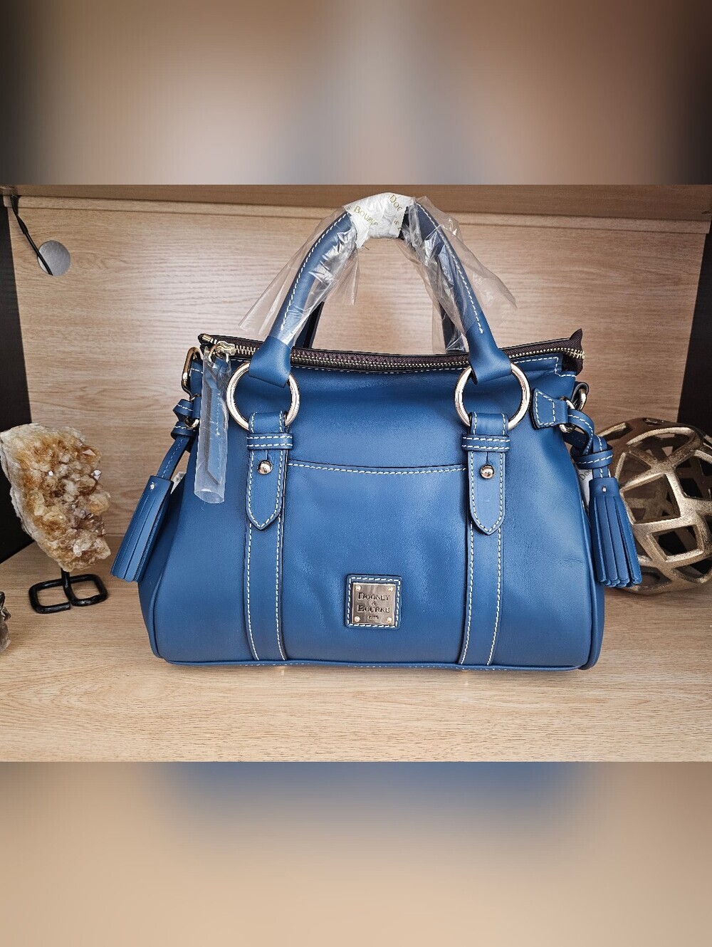 Dooney & Bourke Penrose Leather Satchel 30 With Pocket Deep Teal.